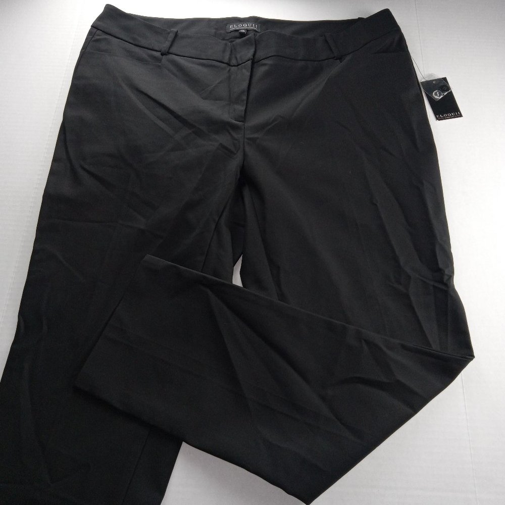 Eloquii Women's Straight Ankle Pant Size 20 Long Black Stretch Mid Rise Career